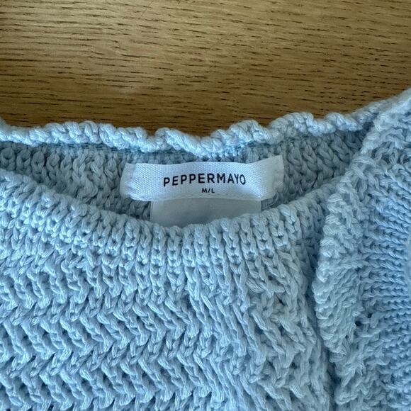 Peppermayo Crochet Mini Shorts Maia Rose Size M in Baby Blue - Picture 2 of 4